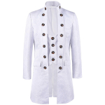 Meeste Steampunk gooti frakk Trench-mantel Keskaegne j&otilde;uluvana riietus Victoria vormiriietus Halloweeni kost&uuml;&uuml;m smoking L white