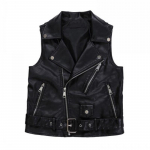 PU-nahast vest naiste mootorratta lukuga vest mantel Varrukateta taskud vestid suured topid 2XL must