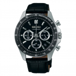 SEIKO SELECTION SBTR021 Meeste k&auml;ekell patareitoitega kvartsikronograaf kuup&auml;evakalender 24-tunnine osuti nahkrihm must sihver roostevaba teras.