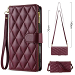 Nahast Crossbody Kogu Samsung Galaxy S26 S25 Edge S24 S23 Ultra S22 S21 FE Plus A17 A16 A36 A53 jaoks T&otilde;mblukuga Kaarditasku Rahakott Kate Galaxy S23 Ultra punane