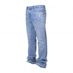 Meeste Vintage teksap&uuml;ksid Vabaaja Sirged Keskmise V&ouml;&ouml;koht Denim P&uuml;ksid Kulutatud Pesuga P&uuml;ksid Taskutega Streetweari Reisimiseks M helesinine v&auml;rv