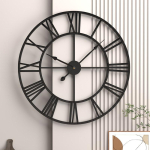 60CM Suur 3D Seinakell Rooma Numbritega Retro &Uuml;mar Metall Raud T&auml;pne Vaikne P&otilde;hjamaade Rippuv Kaunistus Elutoa Kaunistus (BLACK,60CM) must