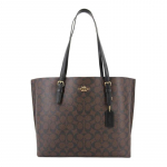 COACH Mollie Carriage Logo Retro T&ouml;&ouml;le K&auml;ekott Nahast T&otilde;mblukuga Kotike Shopping Bag K&auml;e-&otilde;lakott 34 Naiste Tume pruun Presb&uuml;oopiline pruun