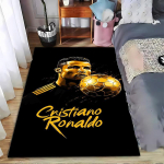 Kuldse pallimustri ja Cristiano Ronaldo tekstidisainiga must vaip Sobib kasutamiseks libisemisvastasena elutoa, magamistoa diivanitel 80x120cm( 31x47in)