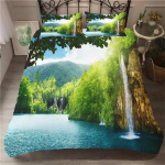 Kosk Voodikatte Komplekt Loodusmaastik Tekikott Padjap&uuml;&uuml;r Maastik Mets Kosk Queen Size Pol&uuml;ester Voodipesukomplekt 135x200cm