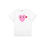 Comme des Gar&ccedil;ons PLAY COMME des GARCONS PLAY Punase Embleemiga S&uuml;damega T-s&auml;rk 'Valge/Roosa' Meeste AZ-T106-051-4 XXL pink