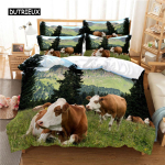 Sinine taev lehm voodipesu komplekt Tekikoti komplekt 3D voodipesu Digitaalne tr&uuml;kk Voodipesu Kuninganna suurusega voodipesu komplekt Moodne disain AU Single(140x210cm)