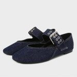Denimsinised Lamedad Baleriinad Naiste Mood Metallpandlaga Rihma Disain Lamedad Kingad Kerged Hingavad Mary Jane Kingad Disainer Kingad 35 sinine