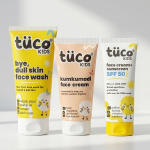 Tuco&reg; Laste Matistav N&auml;ohoolduskomplekt Poistele ja T&uuml;drukutele | 3-astmeline N&auml;opesuvahend, Kumkumadi N&auml;okreem ja SPF 50 P&auml;ikesekaitsekreem | Kurkum, Kakaduu ploom, Safran ja Manjistha | yellow