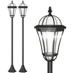 2 tk 1,3 m aiap&auml;ikesevalgusti postvalgustid p&auml;ikesetoitega LED-latern terrassitee k&otilde;nnitee v&auml;listingimustes veekindel automaatne l&uuml;liti 6 tundi must 18.5 x 18.5 x 129 cm must