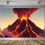 2D tasapind, 1 t&uuml;kk vulkaanipurske peobannerit, kujutab dramaatilisi vulkaanistseene, sobib koduseks ja toakasutuseks 90.6x70.8inch/230*180cm