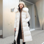 Winter Down Cotton Parka Naiste pikk jakk Kunstkarusnahast krae tepitud jakk Paks lahtine suures jakk M