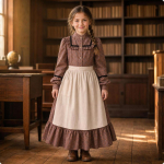 VintageDesign Asuniku Kleit | N&ouml;&ouml;pidega Eesosa, Lai Volangidega &Uuml;laosa, Kodutalu Kleit, Kooli jaoks M brown