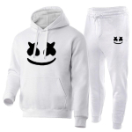 Marshmello Naerun&auml;oga Huppari ja Dressip&uuml;kside Komplekt Unisex Suur &Uuml;le suuruse Vabaaja Talvine Treening&uuml;likond Medium white