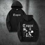 Tupac 2pac Huppar Mehed Naised Dressipluus Tr&uuml;kiga Unisex Streetwear Hip Hop Stiil S&uuml;gis Talv Mood Hip Hop Topid R&otilde;ivad Meessoost 2XL black
