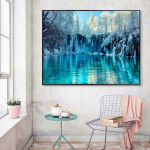 Teemantmaaling T&auml;is&uuml;mmargune maastik Teemanttikandid Talvine loodusmaastik Teemanthelmeste pilt 20X30CM