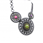 NOA [H9003] - Collier Cr&eacute;ateur 'Carmen' vert rose roheline