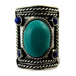 Bague 'Kilimanjaro' vert bleu argent&eacute; 58 h&otilde;be