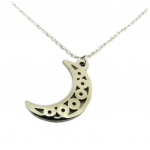 Les Tr&eacute;sors De Lily [P8060] - Collier acier 'Luna' argent&eacute; - 20x13 mm h&otilde;be