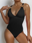 Naiste ujumistrikoo must Deep V seksikas k&otilde;rge v&ouml;&ouml;kohaga lips &uuml;hes t&uuml;kis bikiinidest ujumistrikoo S must