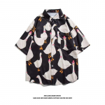 Suvine mees Retro Duck Print L&uuml;hikeste varrukatega s&auml;rkpluus Meeste Tide Br&auml;ndi Loose Couple Casual S&auml;rgi T-s&auml;rgid XXXL