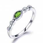 Gica Gema 925 Sterling Silver elegantsed k&otilde;rgekvaliteedilised s&otilde;rmused naistele, soliidne kalliskivi, romantiline kihlas&otilde;rmus, peened ehted 5 roheline