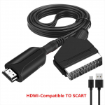 VAORLO HDMI-&uuml;hilduv SCART-kaabliga SCART-HDMI-&uuml;hilduv v&auml;ljundvideo-heli muunduri adapter HDTV jaoks DVD Sky Box'i jaoks STB Plug and Play DC-kaablid HDMI-SCART