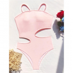 Seksikas v&auml;ljal&otilde;igatud as&uuml;mmeetriline roosa naiste ujumisriided &uuml;hes t&uuml;kis naiste ujumistrikoo k&otilde;rge jalaga l&otilde;igatud polsterdatud supelkost&uuml;&uuml;m naiste ujumisriided S roosa