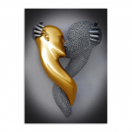 Kuldne ja h&otilde;bedane kuju, l&otilde;uend, maal, metallist skulptuur, plakatid, romantilised armastajad, pildid, kaasaegne seinakunst Kodukaunistus 50x75cm