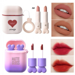Hengfang 2Set/Lot k&otilde;rvaklapid Love Icon Double Tube Mittenakkuv Cup Kauakestev Veekindel huulepulk Matte K&otilde;rvaklapi Kuju Huulepulk Alasti Punased Huuled Meik