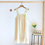 2024. aasta suvi, uus naiste ripatsiga &ouml;&ouml;kleit 100% puuvillane krepp &otilde;hukese stiiliga &uuml;hev&auml;rviline lilleline vest seelik kodu seelik magamisriided M beež