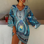 Beach Cover Up Robe Plage Sarong ujumistrikoo Plus Size Cover Up Moeprindiga rannar&otilde;ivad ujumiskost&uuml;&uuml;m naiste maksikleit S sinine