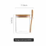 Creative Square Klaasist suletud s&auml;ilituspurk puidust lusikaga maitseainekarbiga Kohvioapurgid Majapidamises Piimapulbri Teepurgid Kingitus 600ML