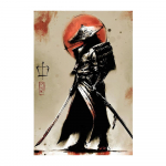 Jaapani samurai tindiga kunst l&otilde;uendimaal Figuuri portree plakat Prindid Elutuba Magamistuba Must Valge Abstraktne Seinakunst Pildid Kaasaegne kodukaunistus 40x60cm No Frame