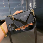 Korea Crossbody kaelakee kaelakee nahast kaardihoidja m&uuml;ndikoti &uuml;mbris iPhone'i 11 12 13 14 Pro Max X XS XR Max Balck jaoks For iPhone 14pro max