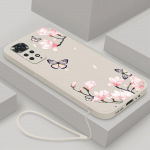 Flowers Silikoonist &uuml;mbris Xiaomi Redmi Note 11 Pro Plus 11pro+ 5G 10 8 9 Pro Max 9t 9s 10s Butterfly telefonikaas koos kaelapaelaga Redmi Note 10Pro Max
