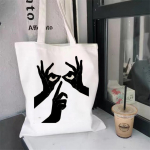 Rannareisil&otilde;uendist ostukott Cartoon Print Letters Naiste &otilde;lakott Keskkonnas&otilde;bralik kandekott Korduvkasutatav toidukaupade ostukott. 24*26cm