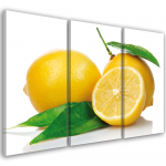 Kolmeosalise pildiga l&otilde;uendiprint Fruits Lemons 60x40 kollane