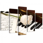 Viieosalise pildil&otilde;uendi print Rose Piano Noodid 100x70 valge/must