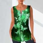 Naiste moodsad V-kaelusega s&auml;rgid vabaaja topid Naiste 3D-lendav liblikastr&uuml;kiga vest Suures suuruses varrukateta pluusiga s&auml;rgid XS kuld