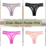 FINETOO 4tk Seksikad naiste pitsist bikiinip&uuml;ksid Madala v&ouml;&ouml;kohaga kirjaga aluspesu stringid naiste G-string l&auml;bipaistvad hingavad intiimsed riided XL