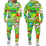 Meeste komplektid Naljakas Bang Graffiti 3D prinditud kapuutsid ja p&uuml;ksid Meeste dressid Hip Hop Trend Sportwear 2-osalised &uuml;likonnad, &uuml;lisuured r&otilde;ivad 4XL