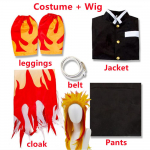 Anime Kimono Rengoku Kyoujurou Cosplay Deemon Slayers Kimetsu No Yaiba Rengoku Kyoujurou paruka kost&uuml;&uuml;m Halloweeni peo r&otilde;ivakomplekt XS-(Costume+Wig)