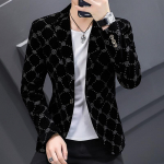 Meeste bleiserid Slim Fit &uuml;likonnad meestele &Auml;riline pidulik mantel Meeste pulma&uuml;likonna jakid Meeste mood velvetist meeste bleiserjakk M