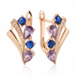 Sinine lilla tsirkoon geomeetrilise disainiga vintage k&otilde;rvar&otilde;ngad naistele elegantsed pulmapeo ehted