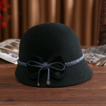 100% villane vildist Bowknot villane vildist m&uuml;ts naiste s&uuml;gistalv Cloche m&uuml;tsid Elegantne bankett Fedora 55-58cm