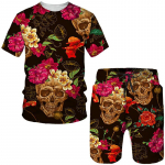 Skull lilleline 3D prinditud &uuml;likond meestele T-s&auml;rgid/l&uuml;hikesed p&uuml;ksid 2 tk Vintage komplektid Komplektid Gooti Trendikas t&auml;navar&otilde;ivad dressir&otilde;ivad meestele XL