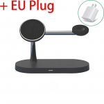 Magnetiline 3-&uuml;hes juhtmevaba laadija Magsafe Iphone 12 13 14 Pro Max induktsioonlaadimisdokk Airpodide jaoks Iwatch Chargers Lamp Black with US must