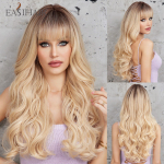 EASIHAIR Blonde Ombre Long Water Wave s&uuml;nteetilised parukad Naturaalsete juustega parukad naistele tukkidega Cosplay Daily Wigs Kuumakindel