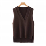 V-kaelusega kootud vest naiste kampsun s&uuml;gis-talvine uus Korea avar metsik kampsun vest varrukateta kampsun One Size must